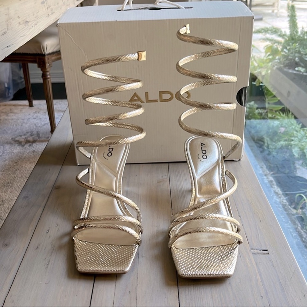 Aldo Gold Spiral Strap Heels